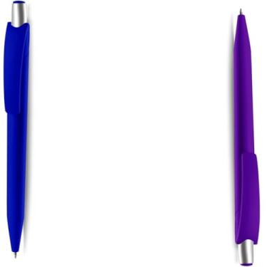 Imagem de Caneta Esferográfica Retrátil Executiva, Azul, Metal e Plástico, Escrita 0.7mm, Acabamento Fosco, Grip Metálico, Design Cilíndrico, para Escrita Geral (Azul e Roxo)