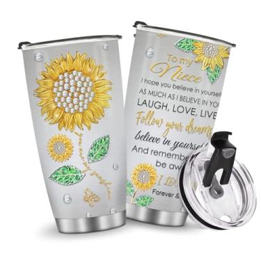 Imagem de Caneca com isolamento térmico copo de café garrafa de água 590 ml quente e frio homens mulheres metal girassóis estilo presentes para Natal, aniversário, dia das crianças, presente de aniversário