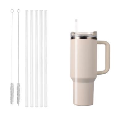 Imagem de Canudos de substituição de 5 peças para Stanley, canudos de plástico reutilizáveis transparentes com 2 acessórios de copo de escova de limpeza compatíveis com Stanley Tumbler 40/30/567 g