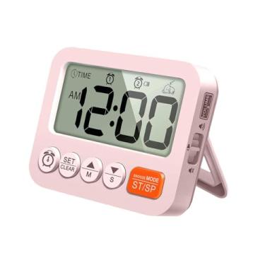 Imagem de Generic Despertador digital pequeno, relógio de mesa eletrônico com temporizador e visor grande para sala de aula, escritório, banheiro e cozinha, Rosa
