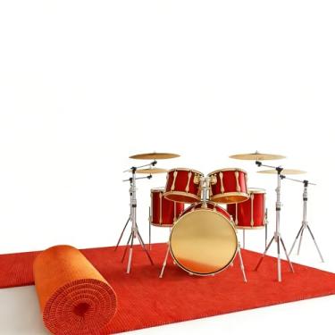 Imagem de YDJIANCAI Tapete de tambor, tapete de bateria com fundo antiderrapante, tapete de som lavável, tapete de tecido firmemente tecido para tambor elétrico, acessórios de bateria presente para D (tamanho