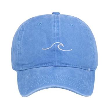 Imagem de Boné De Beisebol Vintage Com Padrão De Ondas Lavadas E Bordado Em Algo