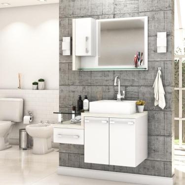 Imagem de Conjunto Balcão C-cuba Q39 E Espelheira Legno 830 Branco Chess C-preto ônix Branco Chess C-snow