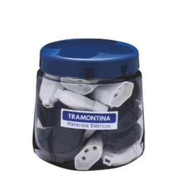 Imagem de Plugue Femea 2P+T 20A Preto/Branco Em Mini Pote c/14 Tramontina
