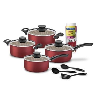 Imagem de Jogo Panelas Alumínio Antiaderente 4 Peças, Faqueiro 30 Peças e Jogo A