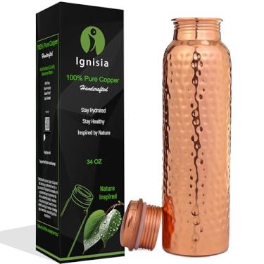 Imagem de Garrafa de água de cobre de 100 ml - Garrafa de cobre ayurvédica 100% puro para beber | ecológica | recipiente de cobre | testado em laboratório não tóxico sem BPA | À prova de vazamento | Feito à mão