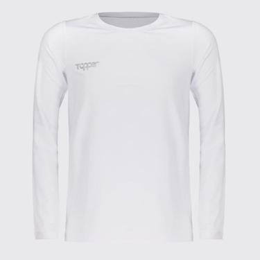 Imagem de Camisa Térmica Topper Classic Manga Longa Juvenil Branca e Cinza, 12 A