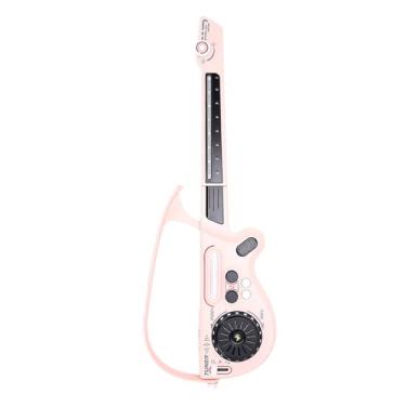 Imagem de Diydeg Guitarra Elétrica, Brinquedo de Guitarra Inteligente Sem Cordas Dobrável Com Luzes LED de Plataforma Giratória de DJ, Kit de para Iniciantes Em Música Infantil, Presente (Rosa)