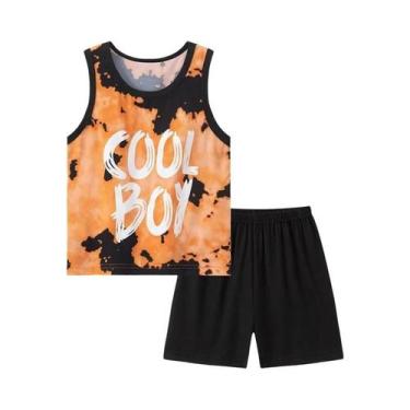 Imagem de Conjunto De Verão Infantil Camuflado De Dinossauro 2 Peças Menino Meni