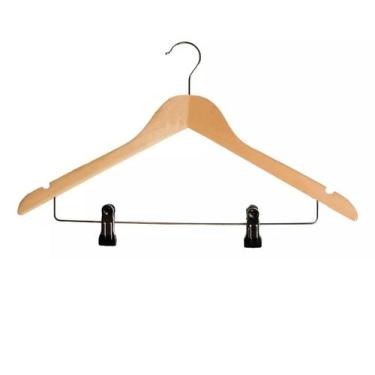 Imagem de Cabide De Madeira Nobre Marfim Com Presilhas - Paramount