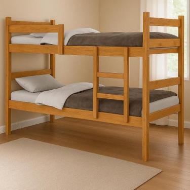 Imagem de Beliche Porto Solteiro Com Escada e Grade de Proteção Resistente Compa