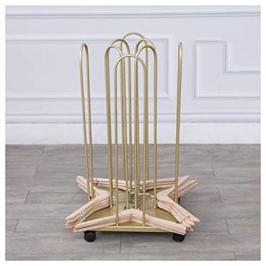 Imagem de 5sssallefaa Suporte de empilhamento resistente, armazenamento com 4 rodas, organizador de quatro lados, comporta até 150 cabides para lavanderia de loja de roupas ()