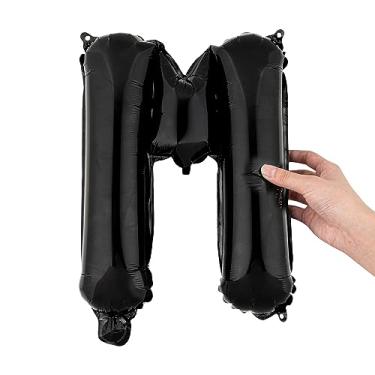 Imagem de Balão de 40,6 cm Balloonify, 1 balão de festa reutilizável – Letra M, autovedante, balão preto metálico de alumínio, à prova de umidade, enchimento embutido para pendurar – Restaurantware