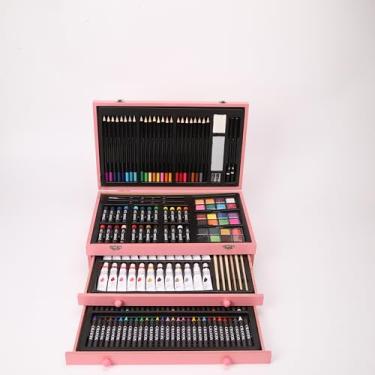 Imagem de Unmasalu Conjunto de arte de luxo de 188 peças, composto por cadernos, tintas acrílicas, giz de cera, pastéis a óleo, bolos de aquarela, conjunto de lápis de cor, kit de arte caixa de presente para