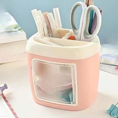 Imagem de Porta Lápis Ursinho Caneta Organizador de Mesa Decoração Caixinha Multiuso (Rosa)