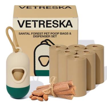 Imagem de VETRESKA Saco para cocô de cachorro com dispensador, à prova de vazamento e sacos extragrossos para animais de estimação para passear com cães e areia de gato, sândalo e aroma de amêndoa, 105 unidades