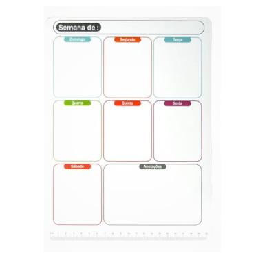 Imagem de Planner Magnético Semanal p/Geladeira, Lista de Compras, Recados. Quadro Organizacional Dry Erase. Com Caneta/Apagador (Semanal C/Régua)