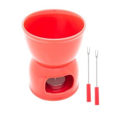 Imagem de WOLFF - Aparelho de Fondue 4 Peças de Porcelana para Duas Pessoas Vermelho 400ml - Para Chocolate e Queijo