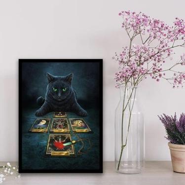 Imagem de Quadro Gato Preto Com Tarot 33X24Cm Preta