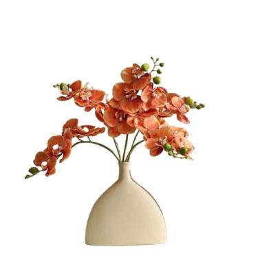 Imagem de VHDY85KA Decorações laranja Phalaenopsis simulação flor única falsa sala de estar arranjo decoração de mesa casa de fazenda