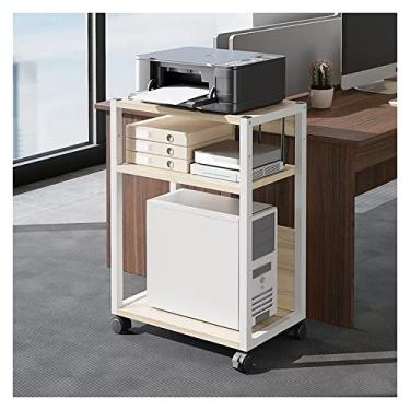 Imagem de VHDY85KA Suporte multifuncional de 3 níveis para impressora com suporte de torre de CPU ajustável, carrinho de máquina com rodas, rack de armazenamento para escritório e escritório doméstico