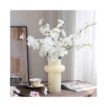 Imagem de VHDY85KA Decorações Sakura Flores Falsas Vaso de Vidro Simulação de Arranjo de Flores Interiores Decoração de Mesa Casa de Fazenda