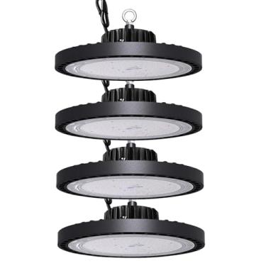 Imagem de Kit Com 4 Luminárias High Bay LED UFO 200W 42.000LM, IP65 6500K 100W 150W, 85-277V Para Armazéns, Fábricas, Oficinas E Garagens, Certificações UL/ETL/CE(110lm,2PCS_100W)
