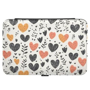 Imagem de Burbuja Caixa de joias de viagem com corações de dia dos namorados, presente para mulheres e meninas, estojo de joias portátil de couro PU organizador para brincos, anéis, colares e pulseiras