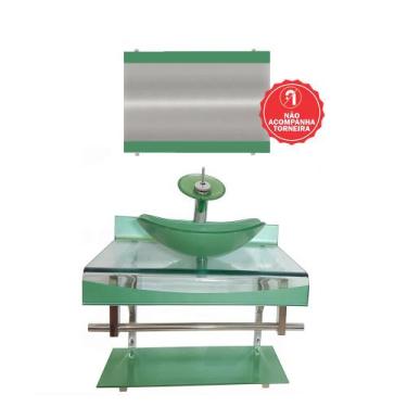 Imagem de Gabinete de Vidro 60cm para Banheiro Cuba Oval - Andorra - EKASA, Verd