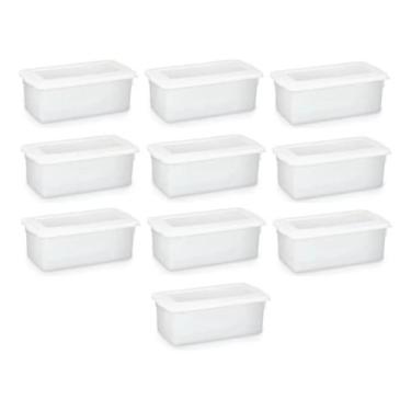 Imagem de 10 Caixas Plástica Organizadora Com Tampa Branca 5 Lts 0510 - Pleion