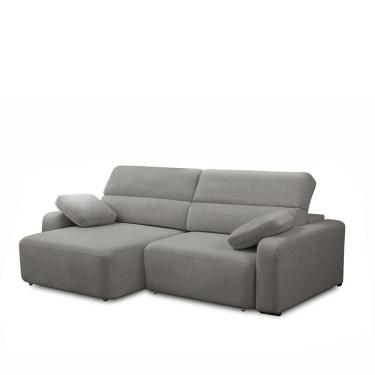 Imagem de Sofá Decorativo Sala de Estar Ícaro 3 Lugares 220cm Reclinável e Retrátil Bouclê Cinza