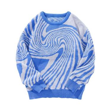 Imagem de Suéter Masculino De Inverno Com Jacquard Labirinto, Gola Redonda, Core