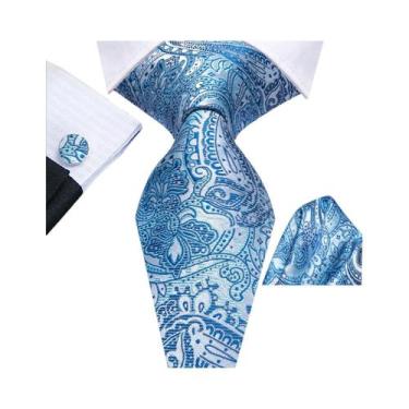 Imagem de Conjunto De Gravata, Abotoaduras E Lenço De Bolso Masculino Para Casam