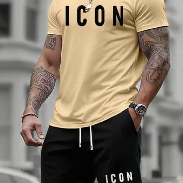 Imagem de Conjunto Kit Camiseta e Short Tectel Estiloso Icon Moda Verão Camisa B
