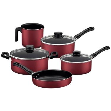 Imagem de Jogo De Panelas Tramontina Caribe Com Antiaderente Starflon Max 05 Peças Vermelho 20297508