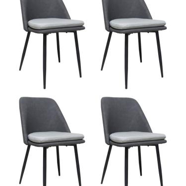 Imagem de Kit 4 Cadeiras para Sala de Jantar Estofada em Couro Quebec Grafiti