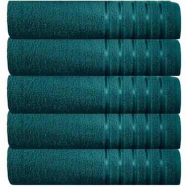 Imagem de Kit 5 toalhas banhão 100% algodão 90x150 cm teka comfort, Verde Escuro