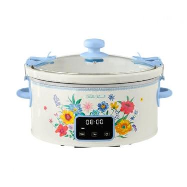 Imagem de Panela elétrica slow cooker digital 6L Pioneer Woman Brilliant Blooms com tampa travável, touchscreen programável e 3 níveis de aquecimento