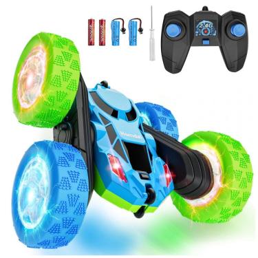 Imagem de Carrinho de controle remoto STEM Hamdol GLOW 4WD dupla face com luzes LED e giros 360°