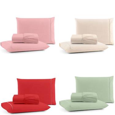 Imagem de Kit Jogo De Cama Lençol Mirante Casal 3 Peças Com 4 Un. Cores 1 - 100% Algodão