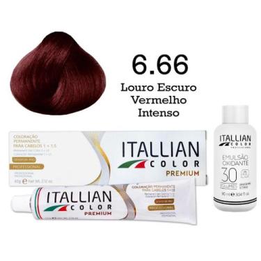 Imagem de Kit Coloração Itallian Color 6.66 Louro Escuro Vermelho Intenso + Oxi 