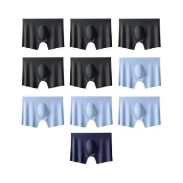 Imagem de Cuecas Boxer Masculinas De Seda Gelada Para O Verão - Kit Com 10 Peças
