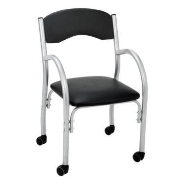 Imagem de Cadeira Escritório Estofada Rodízios Multimóveis CR25288, Prata/Preto