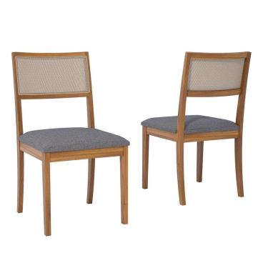 Imagem de Jogo 2 Cadeiras para Sala de Jantar Kiwi Natuame MADEIRA/LINHO GRAFITE