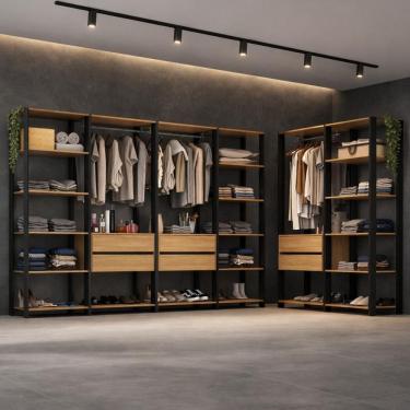 Imagem de Guarda-Roupa Closet Modulado Arizona 6 Gavetas 405cm Multimóveis MP4785