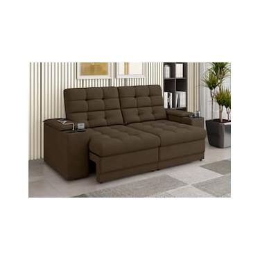 Imagem de Sofá 3 Lugares Besthouse Kansas Retrátil Reclinável com USB Veludo 205cm