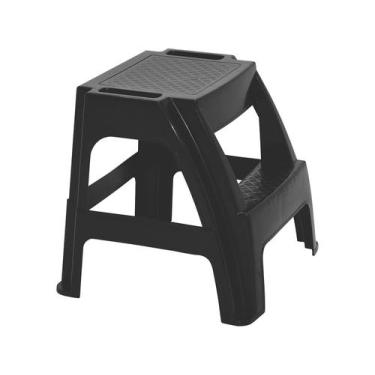 Imagem de Banqueta Escada Tramontina Paiva Basic Preto, Preto