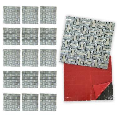 Imagem de Pastilha De Vidro Kit 15 Uni Adesiva Parede Sala Cozinha Banheiro Facil Aplicacao Decorativa Requintado Reforma Moderna