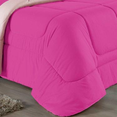 Imagem de Kit Edredom Dupla Face + Jogo De Lençol Casal Nobre 6 Peças Malha 100% Algodão - Pink / Palha