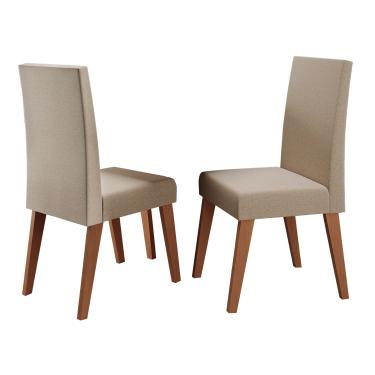 Imagem de Conjunto Sala de Jantar Com 2 Cadeiras Estofadas Linho Milano